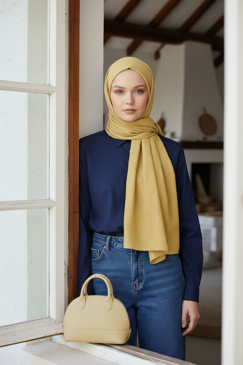 Pale banana şal ve çanta
